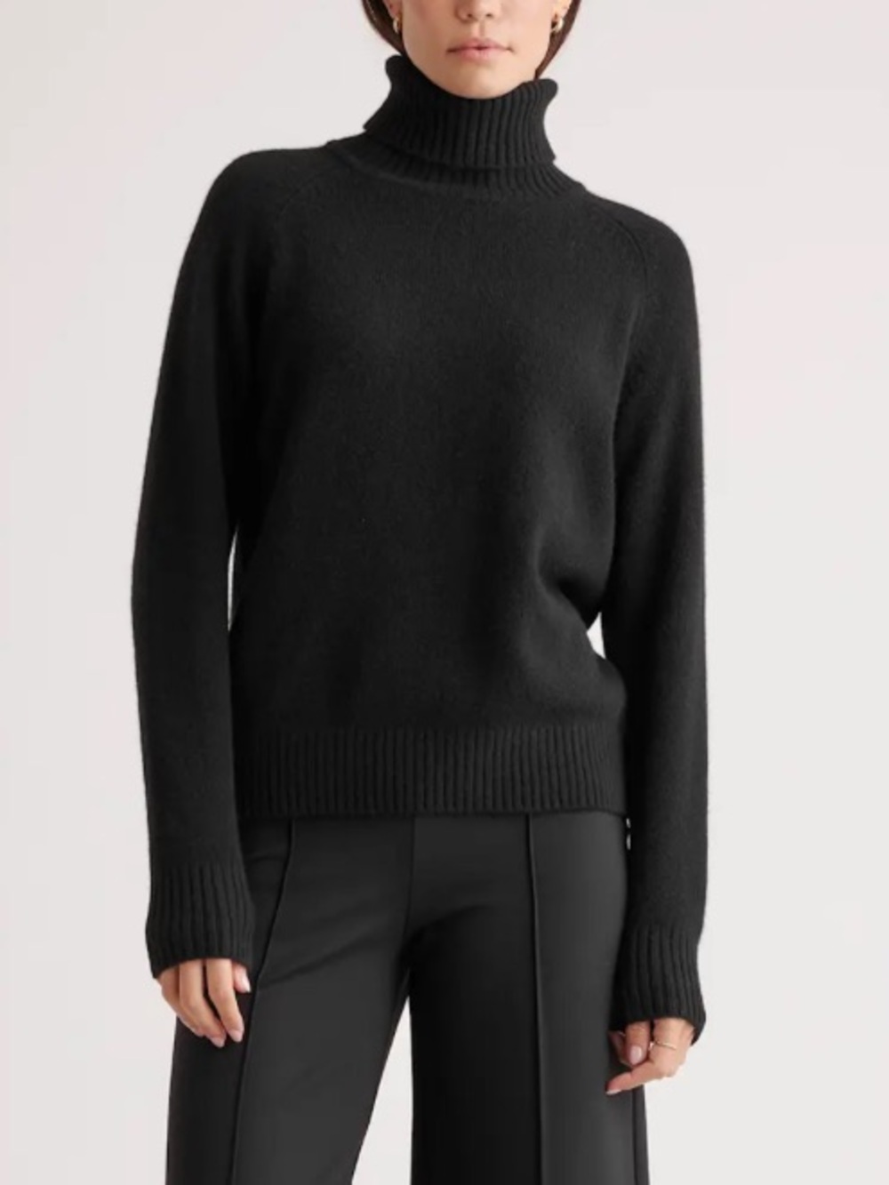 Quince 100% Yak Wool Turtleneck Sweater Black Minimalist Quiet Luxury-Medium